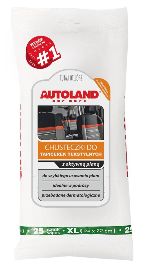 AUTOLAND Chusteczki do tapicerek tekstylnych BIAŁE 25szt./12 - 5900304006997
