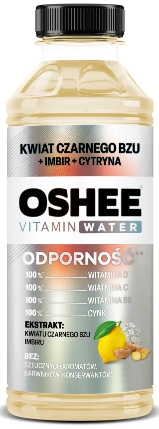 OSHEE Vitamin Water Odporność czarny bez - cytryna - imbir 555 ml