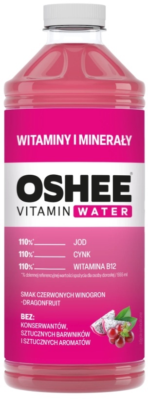OSHEE Vitamin Water witaminy i minerały winogrona - dragonfruit 1100 ml